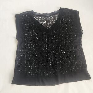 Eileen Fisher Black Perforated Blouse